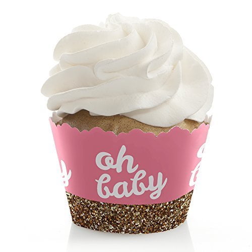 Set of 12 Light Pink Polka Dot Cupcake Wrappers Standard and Mini Sized Holders